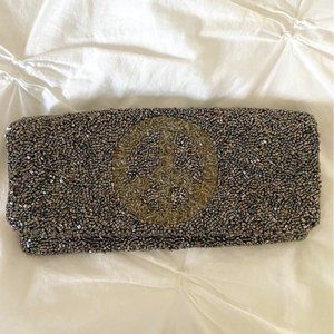 Monya Peace sign beaded clutch